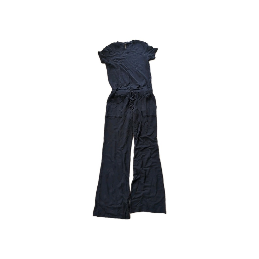 Monrow Navy Blue Short-Sleeve Jumpsuit